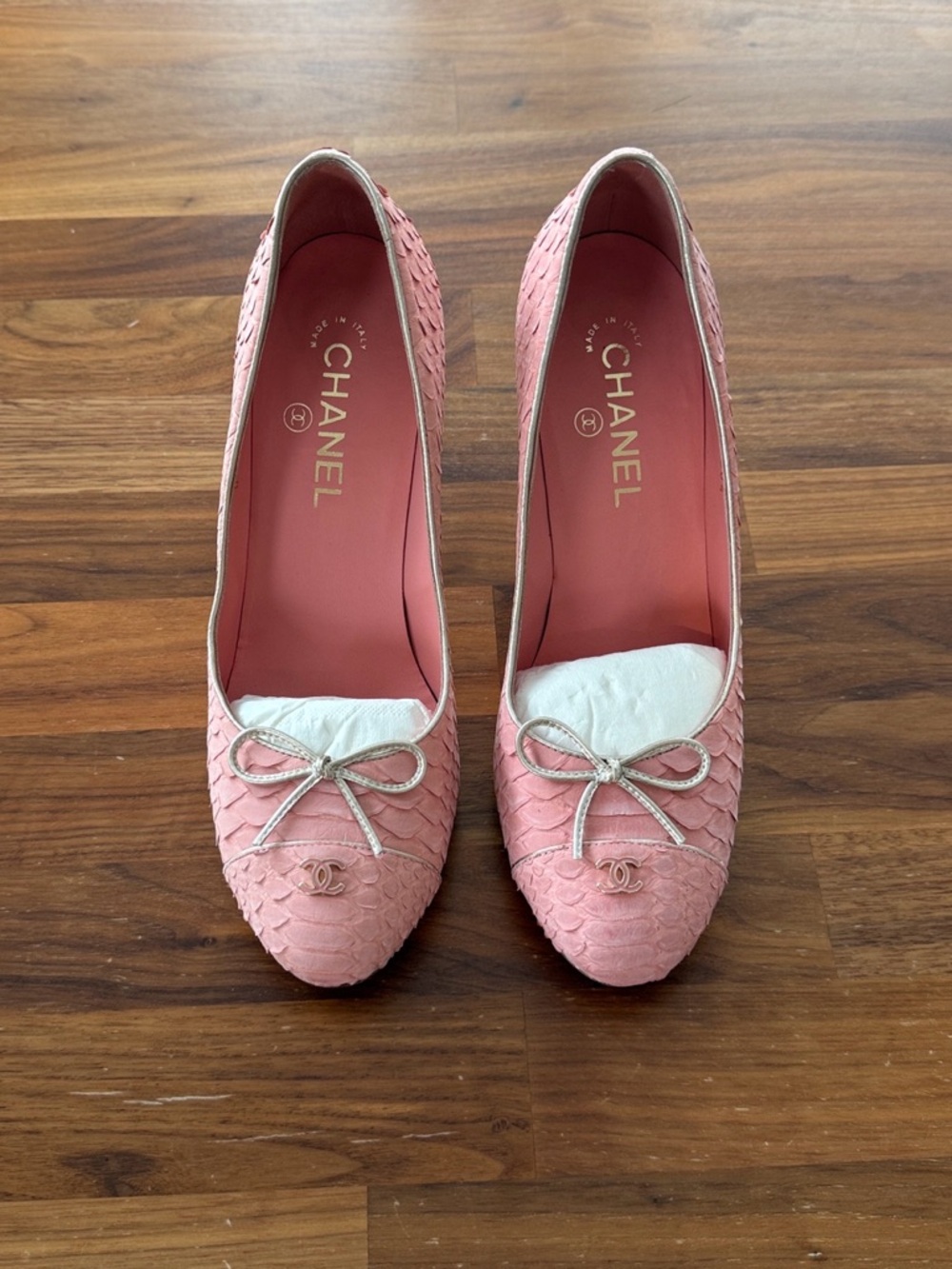 CHANEL Exotic Leather Pink Heels - 39.5